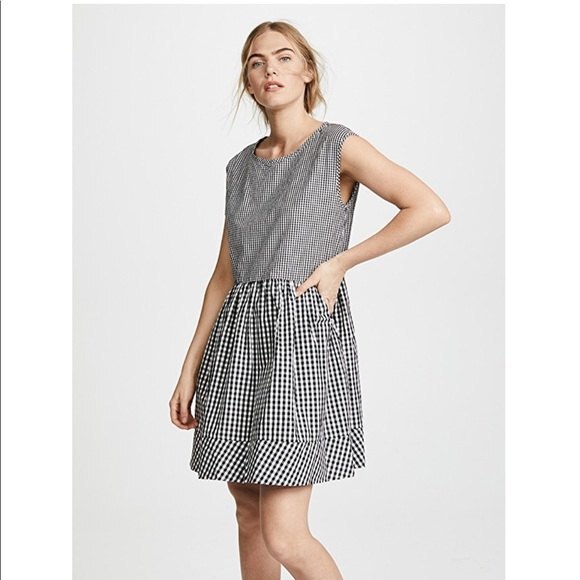 Madewell Gingham Checked Tie-Back Crew Neck Sleeveless Cotton Dress (NWT) - Picture 2 of 8